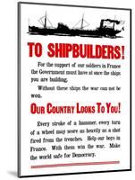 World War II Propaganda Poster Featuring a Ship Steaming Along-null-Mounted Art Print