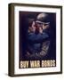 World War II Propaganda Poster of a Soldier Embracing a Woman-null-Framed Art Print