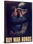 World War II Propaganda Poster of a Soldier Embracing a Woman-null-Stretched Canvas