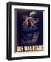 World War II Propaganda Poster of a Soldier Embracing a Woman-null-Framed Art Print