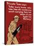 World War II Propaganda Poster of a Soldier Loading an Artillery Gun-null-Stretched Canvas