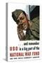 World War II Propaganda Poster of a Soldier Shouting from a Window-null-Stretched Canvas