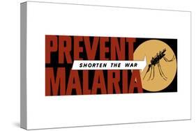 World War II Propaganda Poster of an Arrow Pointing at a Large Mosquito-null-Stretched Canvas