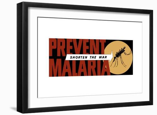 World War II Propaganda Poster of an Arrow Pointing at a Large Mosquito-null-Framed Art Print