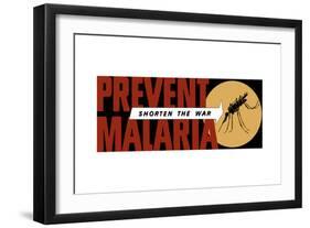 World War II Propaganda Poster of an Arrow Pointing at a Large Mosquito-null-Framed Art Print