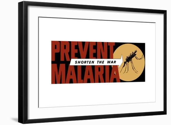 World War II Propaganda Poster of an Arrow Pointing at a Large Mosquito-null-Framed Art Print