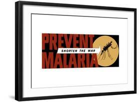 World War II Propaganda Poster of an Arrow Pointing at a Large Mosquito-null-Framed Art Print