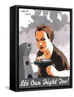 World War II Propaganda Poster of Rosie the Riveter Operating a Drill-null-Framed Stretched Canvas