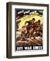 World War II Propaganda Poster of Soldiers Assaulting a Beach with Rifles-null-Framed Art Print