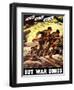 World War II Propaganda Poster of Soldiers Assaulting a Beach with Rifles-null-Framed Art Print