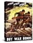 World War II Propaganda Poster of Soldiers Assaulting a Beach with Rifles-null-Stretched Canvas
