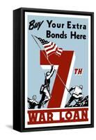World War II Propaganda Poster of Soldiers Raising the American Flag-null-Framed Stretched Canvas
