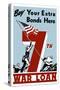 World War II Propaganda Poster of Soldiers Raising the American Flag-null-Stretched Canvas