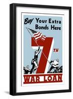 World War II Propaganda Poster of Soldiers Raising the American Flag-null-Framed Art Print