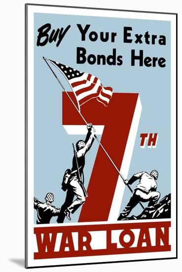 World War II Propaganda Poster of Soldiers Raising the American Flag-null-Mounted Art Print