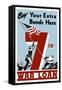 World War II Propaganda Poster of Soldiers Raising the American Flag-null-Framed Stretched Canvas