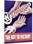 World War II Propaganda Poster of Someone Giving a Large Key to the Hand of Uncle Sam-null-Mounted Art Print