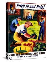 World War II Propaganda Poster of Women Doing Chores on a Farm-null-Stretched Canvas