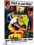 World War II Propaganda Poster of Women Doing Chores on a Farm-null-Mounted Art Print