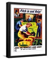 World War II Propaganda Poster of Women Doing Chores on a Farm-null-Framed Art Print