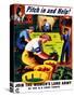 World War II Propaganda Poster of Women Doing Chores on a Farm-null-Stretched Canvas