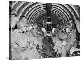 World War II, U.S. Paratroopers Awaiting Orders to Jump During Maneuvers over England, 1942-null-Stretched Canvas