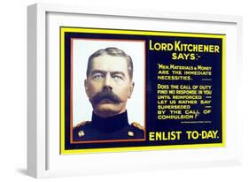 World War One Recruiting Poster of Lord Kitchener, C.1915-null-Framed Giclee Print