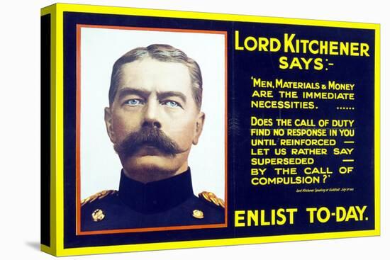 World War One Recruiting Poster of Lord Kitchener, C.1915-null-Stretched Canvas