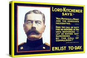 World War One Recruiting Poster of Lord Kitchener, C.1915-null-Stretched Canvas