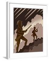 World War One soldiers with bayonets - emerging from trenches-Neale Osborne-Framed Giclee Print
