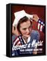 World War Two Poster of Uncle Sam Placing a Hat On a Smiling Nurse-Stocktrek Images-Framed Stretched Canvas