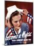 World War Two Poster of Uncle Sam Placing a Hat On a Smiling Nurse-Stocktrek Images-Mounted Photographic Print