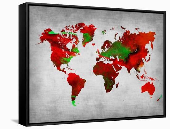 World Watercolor Map 11-NaxArt-Framed Stretched Canvas