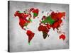 World Watercolor Map 11-NaxArt-Stretched Canvas