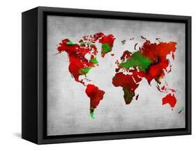 World Watercolor Map 11-NaxArt-Framed Stretched Canvas