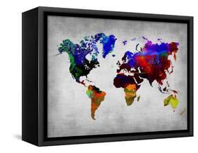 World Watercolor Map 12-NaxArt-Framed Stretched Canvas