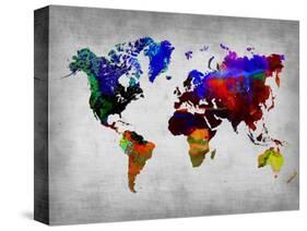 World Watercolor Map 12-NaxArt-Stretched Canvas