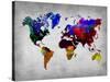 World Watercolor Map 12-NaxArt-Stretched Canvas