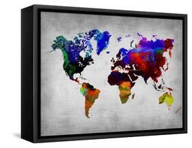 World Watercolor Map 12-NaxArt-Framed Stretched Canvas