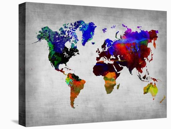 World Watercolor Map 12-NaxArt-Stretched Canvas