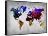 World Watercolor Map 12-NaxArt-Framed Stretched Canvas