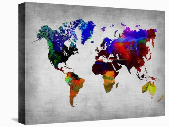 World Watercolor Map 12-NaxArt-Stretched Canvas