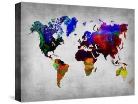 World Watercolor Map 12-NaxArt-Stretched Canvas