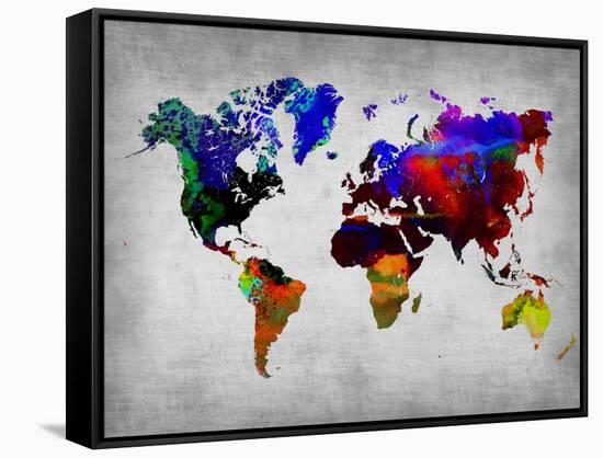 World Watercolor Map 12-NaxArt-Framed Stretched Canvas