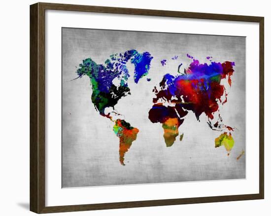 World Watercolor Map 12-NaxArt-Framed Art Print