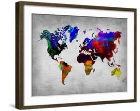 World Watercolor Map 12-NaxArt-Framed Art Print