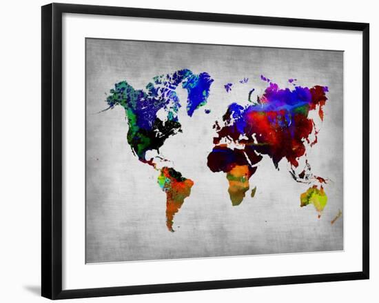 World Watercolor Map 12-NaxArt-Framed Art Print