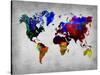 World Watercolor Map 12-NaxArt-Stretched Canvas