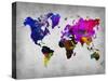 World Watercolor Map 13-NaxArt-Stretched Canvas