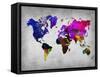 World Watercolor Map 13-NaxArt-Framed Stretched Canvas